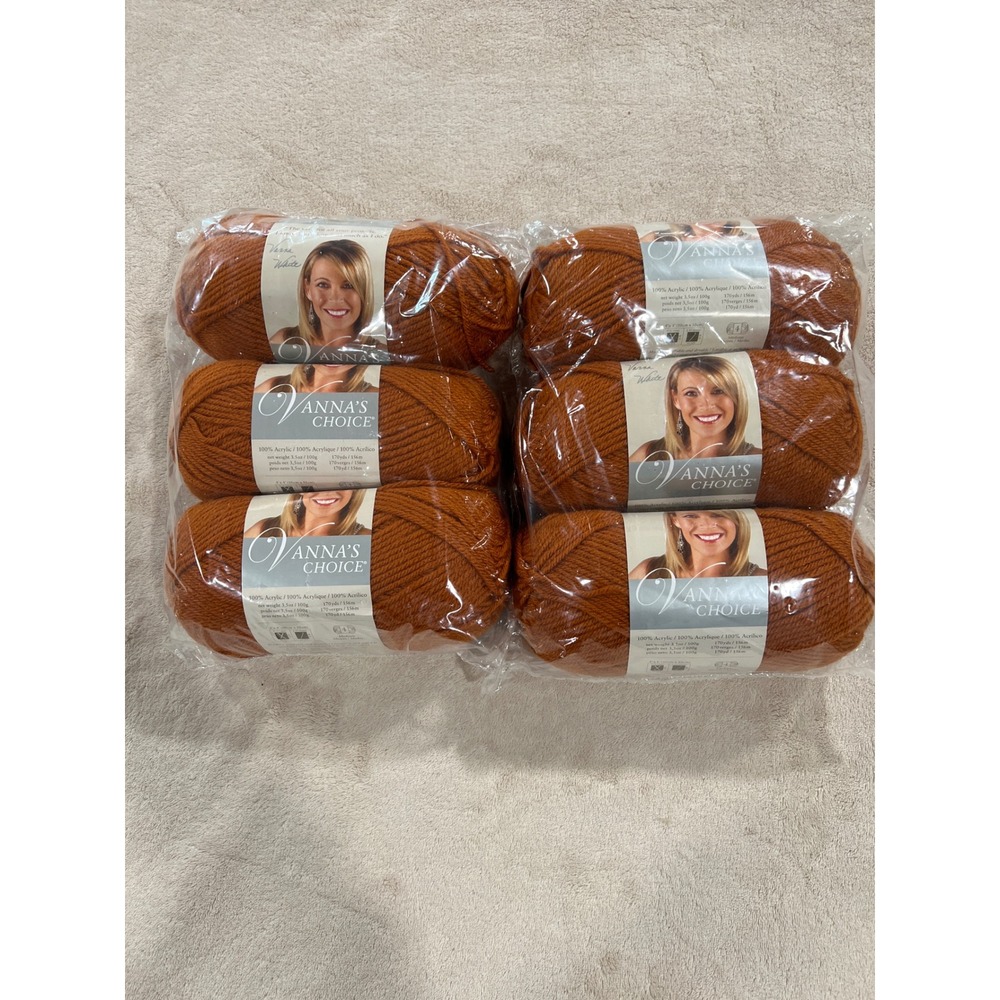 Vanna's Choice Lion Brand Yarn 6 Skeins Lot Rust 135 Medium#4 New Acrylic 65013